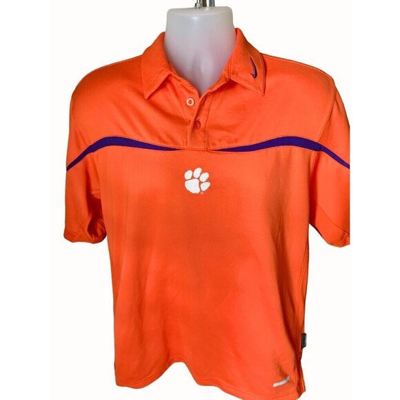 Nike Team Authentic Sphere Dry Polo Shirt Mens Small Orange Clemson Tiger Logo - Picture 1 of 9